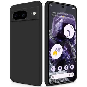 Silicone Case Compatible with Google Pixel 8, Full Body Silky Soft Touch Phone Case with Camera Protection, Shockproof Cover with Microfiber Lining, Black