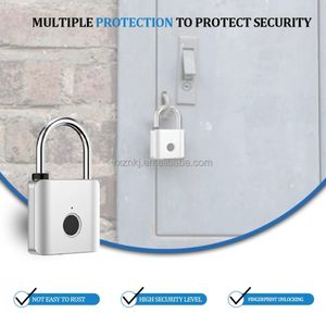 Fingerprint Lock, Indoor Fingerprint Padlock, Anti-Theft, High Precision, Portable, Quick Unlock, Aluminum Alloy for Luggage , Door, Maximum Security 