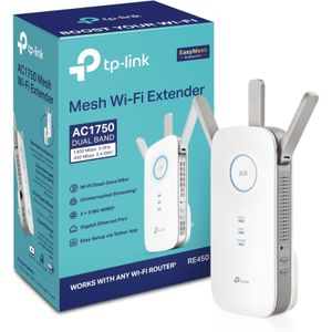 TP Link AC1750 WiFi Extender (RE450), PCMag Editor's Choice, Up to 1750Mbps, Dual Band WiFi Repeater, Internet Booster, Extend WiFi Range Further - White