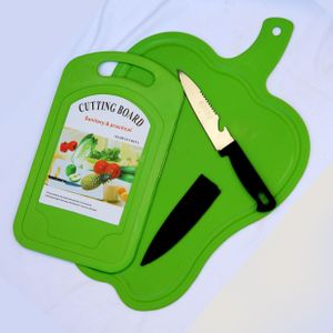 2-in-1 Kitchen Cutting Board Set – Durable Food-Grade Chopping Boards with Premium Slotted Chef's Knife for Precise, Hygienic Meal Prep - Green
