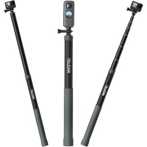 TELESIN G3 Selfie Stick Pole Long Invisible (118"/3M),Carbon Fiber Waterproof Underwater Monopod for GoPro Max 13 12, Insta360 X4 X5 Ace Pro,DJI Osmo Nano 360 Action 6 5 4 Pocket AKASO Bike Motorcycle - Black