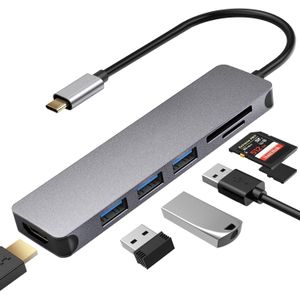 Haysenser USB C Hub Multiport Adapter - 7-in-1 Portable USB C Adapter With 4K HDMI Output, 3 USB 3.0 Ports, SD/Micro SD Card Reader For MacBook Pro, Chromebook, XPS & More Type C Devices, Space