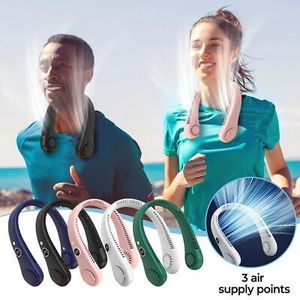 Leaf Less Neck Hanging Small Fan USB Charging Outdoor Portable Portable Sports Neck Hanging Fan - Multi-Color.