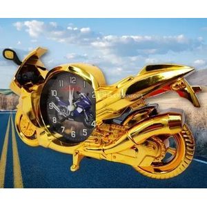 Creative Gold Motorcycle Alarm Clock - Decorative Desktop Table Clock