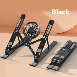 Adjustable Aluminum Laptop Table With Fan Bkack