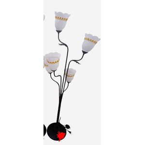 Floor Lamp, Tree Floor Lamp with 5 Lotus Shades, Metal Base, LED, Modern Standing Lamps for Living Room, Office, Home Decoration