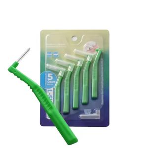 Coolfeel 5 green L-Shaped Interdental Brushes for Orthodontic Care