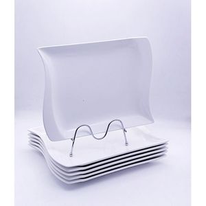 Genuine Square Dinner Plates 6 peices White