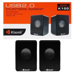 Kisonli K100 USB 2.0 Multimedia Speaker for PC and Laptops Black & White Color