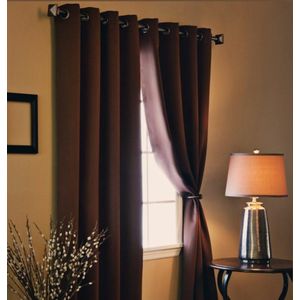 3pcs Plain Curtains- Brown 1.5x3meters each (2 curtains and 1 sheer net)