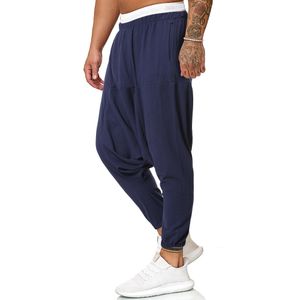 Privathinker Cotton Linen Casual Harem Pants Men Joggers Man Summer  Trousers Male Chinese Style Baggy Pants