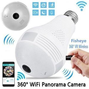 Wireless IP Wifi Panoramic Security CCTV Bulb Spy Camera Watch Your Home Full Time-White