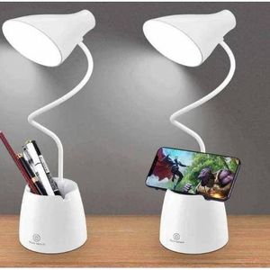 2 In 1 Touch Operated Desktop Lamp With Pen Or Phone Holder - Multicolor