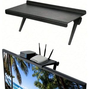 1 Piece Of Wide Platform Adjustable Non Slip Foldable TV Top Shelf, Screen Top Shelf Mount, Monitor Top of TV Shelfs Mounting Bracket for Streaming Devices, Cable Box, Remote Computer Monitor Router and Home Decor TVs Top Storage Bracket 