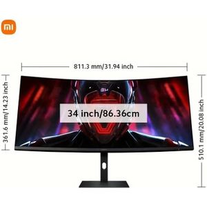 XIAOMI Curved Gaming Monitor 34-inch 180Hz High Reshed Rate 1ms Fast FreeSync Premium Professional Calibration 95% DCI-P3 100% sRGB* Low Blue Light Computer Screen Monitor Desktop Monitor