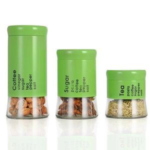 3 Piece Tea, Coffee, Spice, Sugar Bowl /Canister  - Green