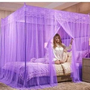4 Stand Steel Frame Mosquito Net - Purple