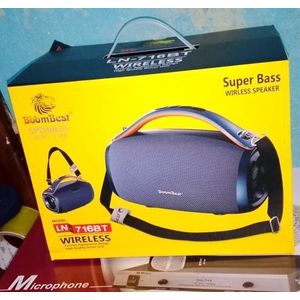 BoomBest Super Bass Wireless Speaker With TF USB/ LN - 716BT / Wireless Fashion Appearance Design High-Quality Driver Unit/  Dc- 5 V 2A/ 30W*1 / 8800mAh battery/ Bluetooth, USB Input, Aux Input, & FM Radio - Multicolour 