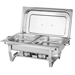 Stainless Steel Double-Pan Chafing Dish Buffet Server - silver