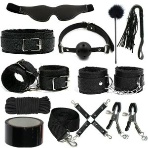 10 pcs Restraints Couples Adult Toys, Wrist to Thigh Ankle Cuffs Kit Removable, Ball Gag Blindfold Restraints, Adult Toy for Women Couples