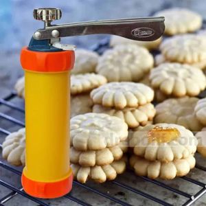 Cookie Biscuit Press Maker Pump With 10 Decorative Discs Cake Mold Pastry-Syringe Dessert 4 Nozzles Cookie Extruder Presser Machine Easy Use 