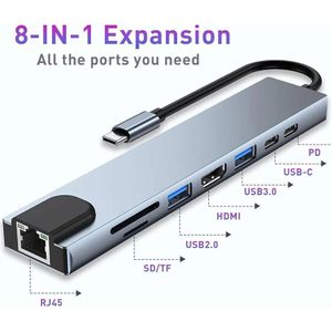 USB-C 8-in-1 Multiport Hub – The Ultimate Laptop Expansion Adapter