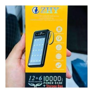 ZHY Power Bank 10000mah Ultra High Capacity With Inbuilt Cables (Type-C, Micro, Lightening And USB)Fast Charging PowerBank-Black
