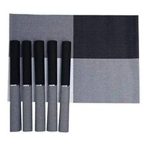 6 Pcs Table Mats With a Runner - Black