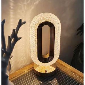 Crystal LED Table Lamp with Touch Control 3 Color Temperatures, Adjustable Brightness, USB Rechargeable Portable Night Light for Living Room, Bedroom