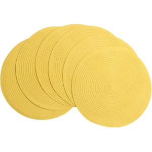  Round Placemats Set of 6,Braided 15 inch Table Mats Heat Resistant Non-Slip Washable,for Kitchen Dining Tables Four Seasons Dinner Parties Thanksgiving Christmas and Everyday Use -Yellow