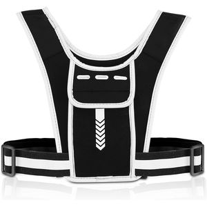Running Vest Phone Holder for Men & Women, Men & Women's Sports Adjustable Reflective Running Vest Light Weight Phone Holder for Running with Water Bottle Pouch, Accessories Pockets - Black