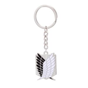 Attack on Titan AOT Anime Wings of Freedom Scout Regiment Keychain Metal Key Holder, Cartoon Accessory for Fans -Blue and white wing -Black and White wing
