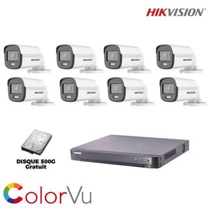 Hikvision High Resolution 2MP 8 Channel Lite ColorVu 24/7 Colorful Imaging Combo Kit All Cameras are Built-in Mic App Security 1080p Surveillance CameraC CTV System