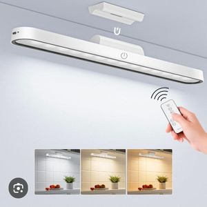 Rechargeable Light Bar, Wireless Closet Light Magnetic Under Cabinet Lighting with Remote, 3-Color Dimmable No-Drill Battery Operated Lamp for RV, Bunk Bed, Kitchen, Desk