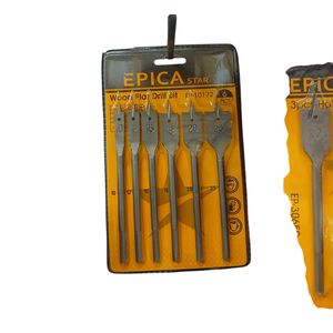 Epica 6pcs Flat Wood Drill Bit Set10mm-25mm Flat Spade Bit Hole Cutter Drill Woodworking Tool