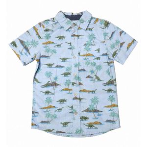 Short Sleeved Boys Shirt Light Blue With Multi Colored Characters