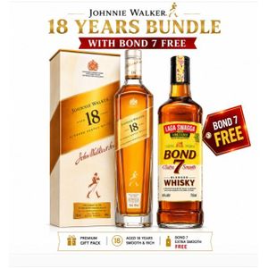 Johnnie Walker JW Aged 18 Yrs  75cl Whiskey - Plus Bond 7 - 750ml Free