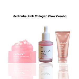 Medicube PDRN Pink Peptide Serum,  PDRN Cream Collagen Cream- Niacinamide & Freeze-Dried Hydrolyzed Collagen Overnight Wrapping Peel Off Facial Mask SET