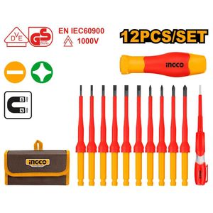 INGCO 12 Pcs Interchangeable Insulated Screwdriver with Voltage Tester Set 1000V  ING-MT