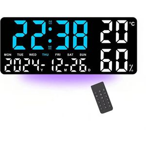 Digital Wall Clock Uses Electricity Or Batteries Comes With A Remote Control - Multicolor