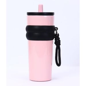 Stainless Steel Insulated Water Bottle - 304 Food Grade, Leak-Proof, Portable with Straw, Keeps Drinks Hot & Cold, Perfect for Outdoor Sports, Unisex - Pink, Black.