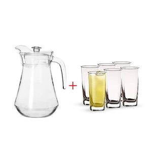 6 Drinking Glasses And 1 Glass Jug-Transparent