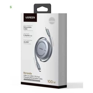 Ugreen USB-C to USB-C PD Fast Charging Retractable Cable 100W Max 1m (65905)