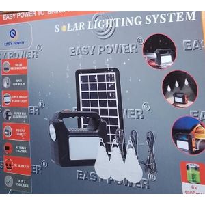 EASY POWER Solar Lighting System /, USB Cable Port, 3 Bulbs -Black 