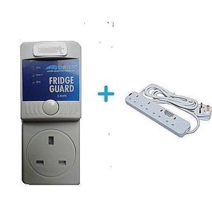 Bundle 13A Fridge Guard And 4 Hole Extension Cable - White