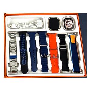 Ff S100 Ultra 9 10-in-1 Smartwatch Wireless Charger Stainless Steel Multi Strap Protective Case Android IOS Smart Watch