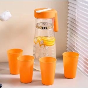 Plastic Water Pitcher and Cup Set - multicolor 