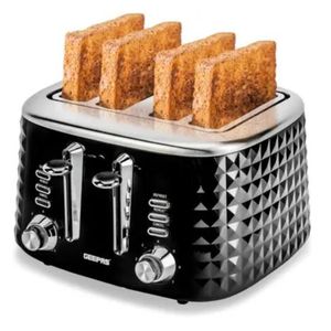 Geepas 4 Slice Bread Toaster-Adjustable 7-Browning Control 4 Slice Pop-Up Toaster with Removable Crumb Collection Tray & Reheat Perfect-Black