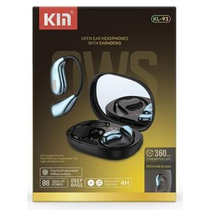 KIN KL-93 Open Ear Wireless Earbuds – Bluetooth v5.4 + Deep Bass + 4hrs battery+ LED Case