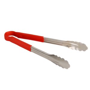 Tong With Plastic Holder, Red ,Silver
